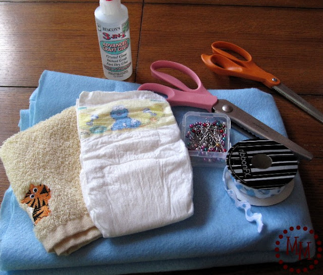 diaper and washcloth cupcake supplies