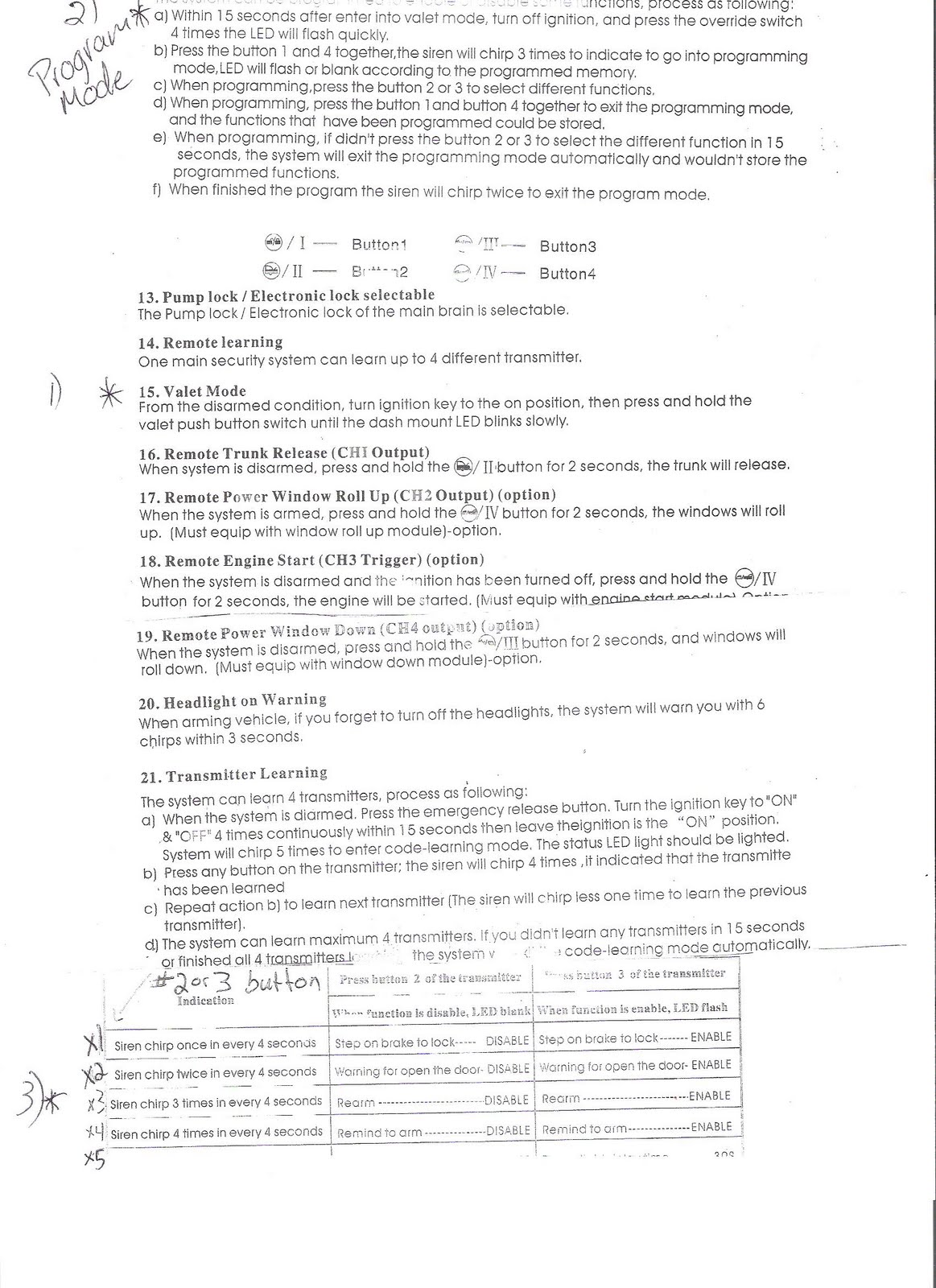 option group car alarm manual