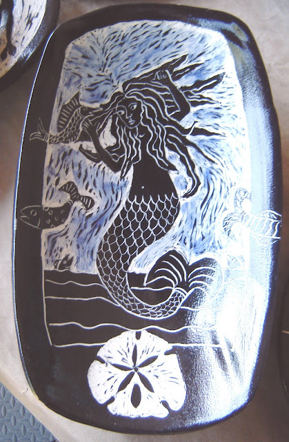 Mermaid Dish with Blue Sea (sold)