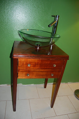 Imperfect Crafters: A vessel sink stand from an old sewing table