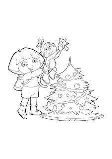 Dora Christmas Coloring Pages
