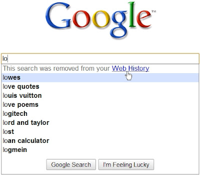 Google Suggest tient compte de l'Historique des recherches