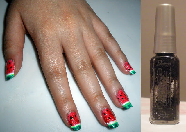 Tutorial to Decorate Nails using a Watermelon Design.