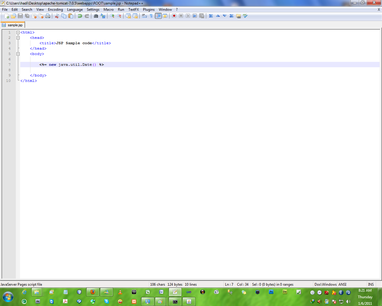 Hadikhan installing and configuring apache tomcat 7 0 5 for jsp