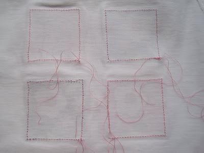 Flip the shirt inside out and stitch in the thread