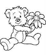 Dibujos para colorearAnimalesOsito con flor (dibujos infantiles flores colorear)