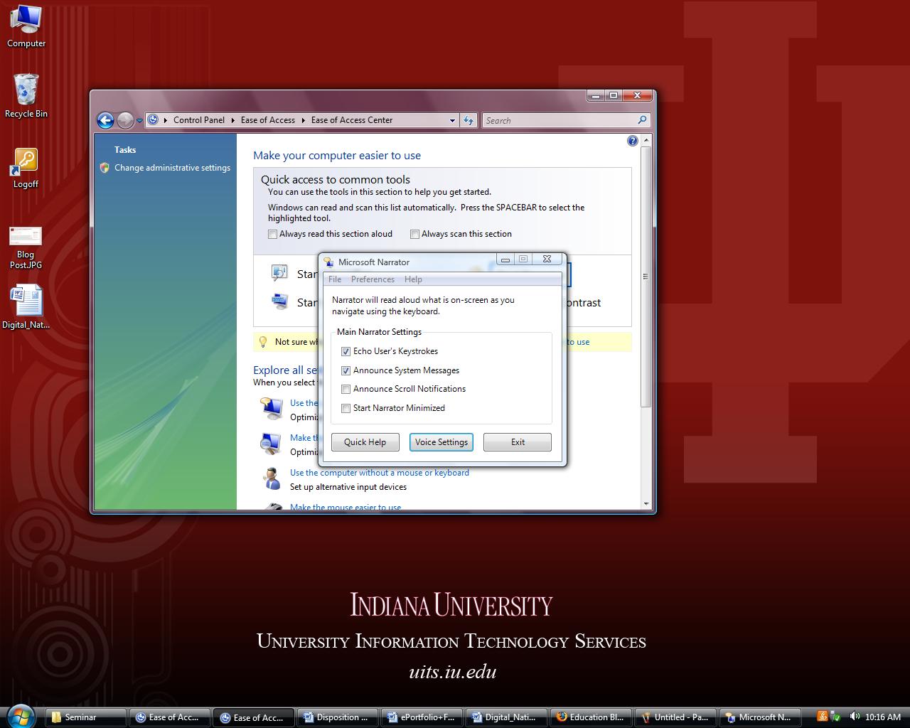 Education Blog Assistive Technology Ease of Access Center Narrator