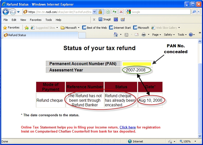 Status Of Income Tax Refund