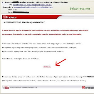 bradesco, golpe, virus, email