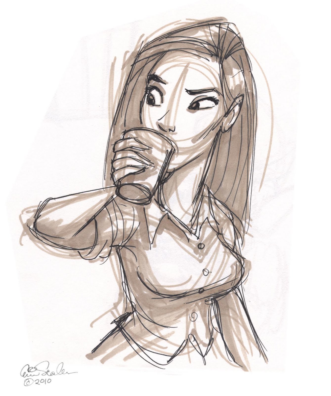 It's just a photo of Exceptional Girl Drinking Drawing It's just an image of Exceptional Girl Drinking Drawing
