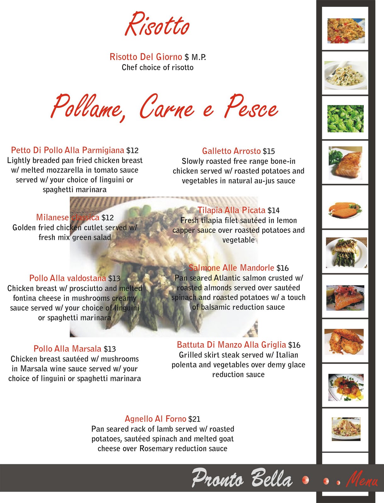 . MENU RISOTTO & POLLAME, CARNE E PESCE