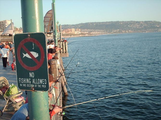 No Fishing Allowed *Picture taken at the Pier when we were in L.A. visiting Curtis's mission turf:)