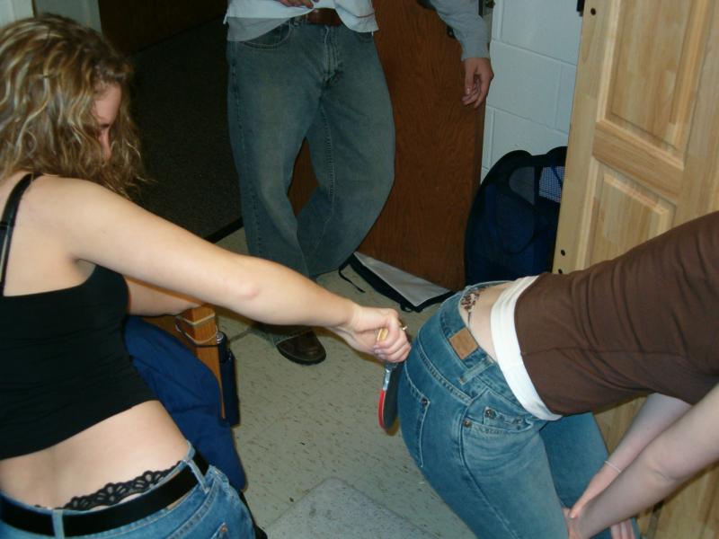 set before. jeans spanking. 