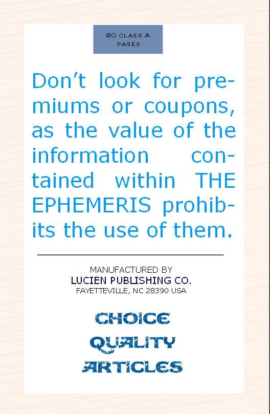 The Snuff Taker's Ephemeris The Back Cover What it Means