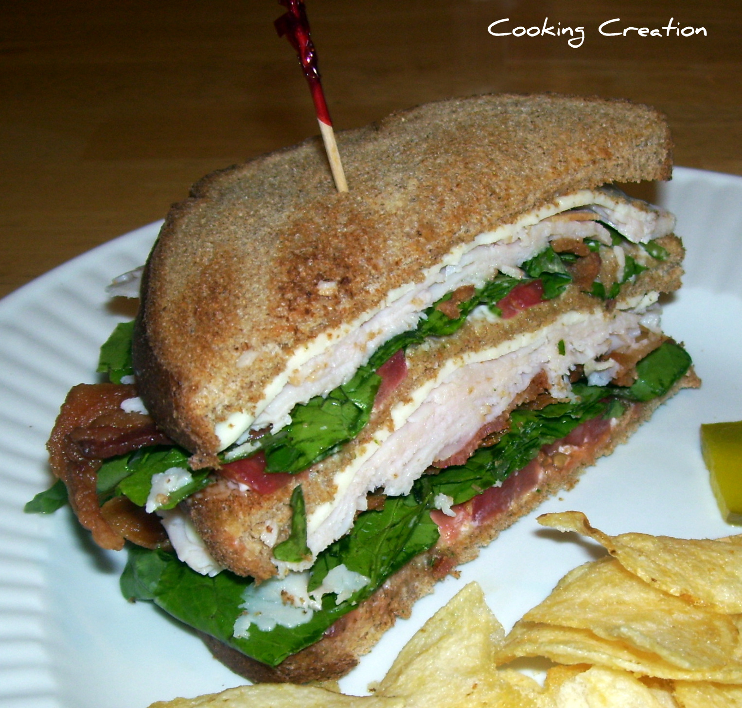 Cooking Creation Turkey and Bacon Club Sandwich