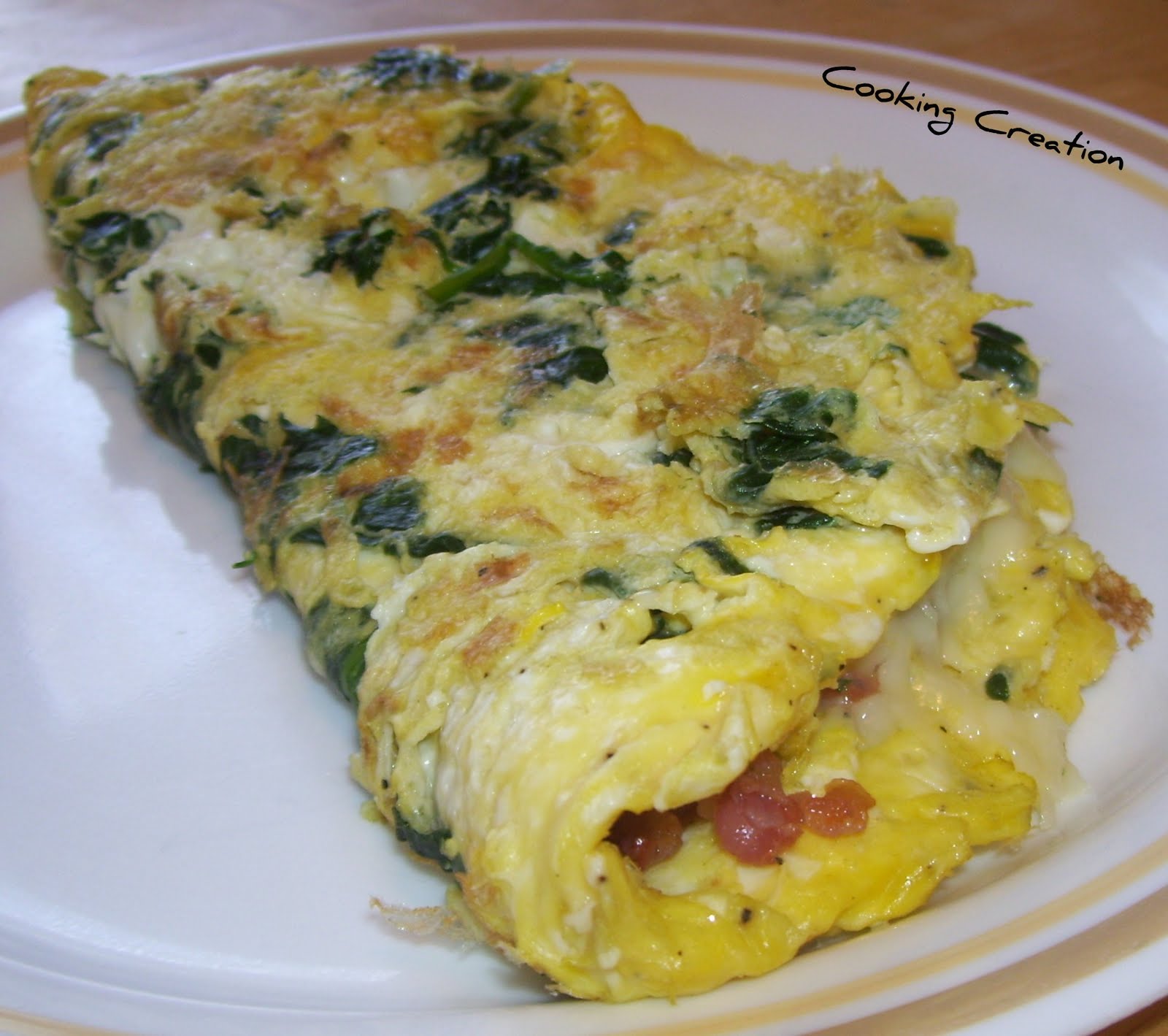 Cooking Creation Pancetta and Spinach Omelette