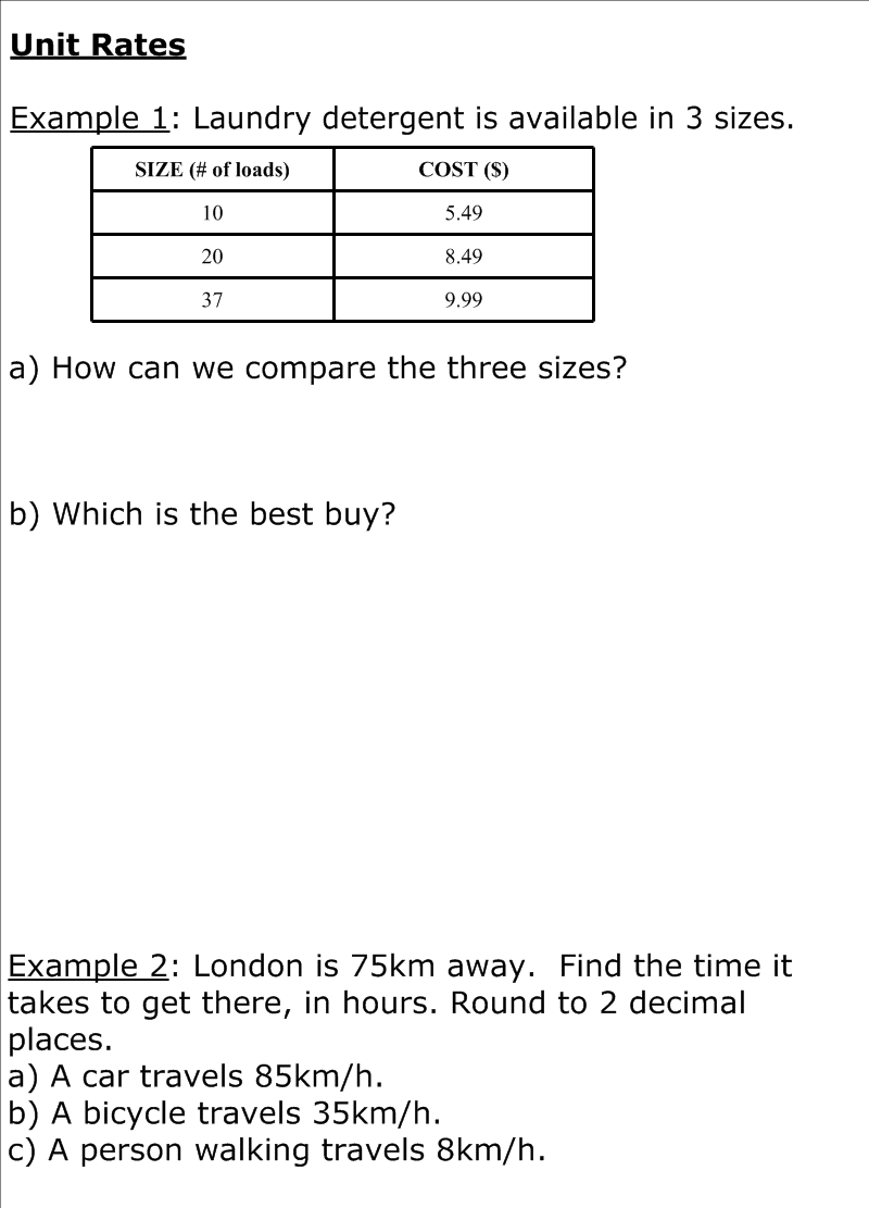How To Find Unit Rate 6th Grade Math