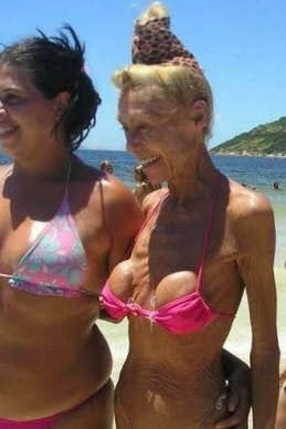 Old Lady With Boob Job 109