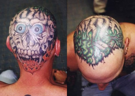 skull tattoo on back. Skull Head Tattoos. Back of