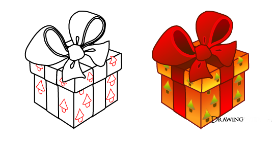 How To Draw Christmas Gift Boxes ~ DRAWING AND PAINT