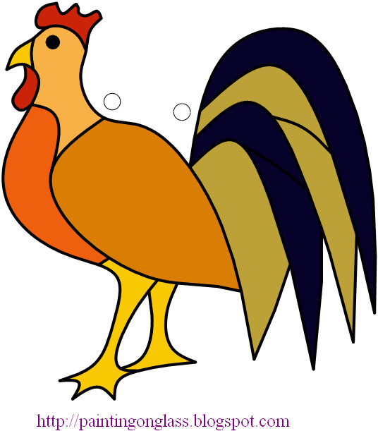 Free Stained Glass PatternRooster painting on glass