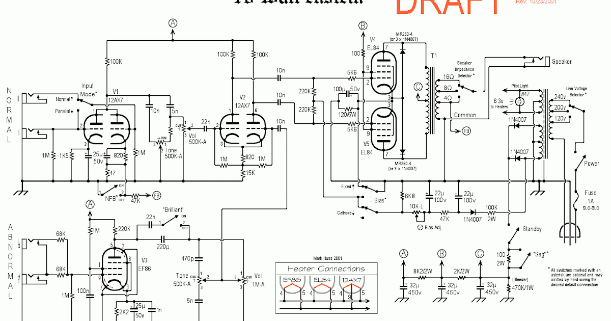 Wiring Schematic Diagram: tube EF86 +12AX7 (6N2P) + EL84 ...