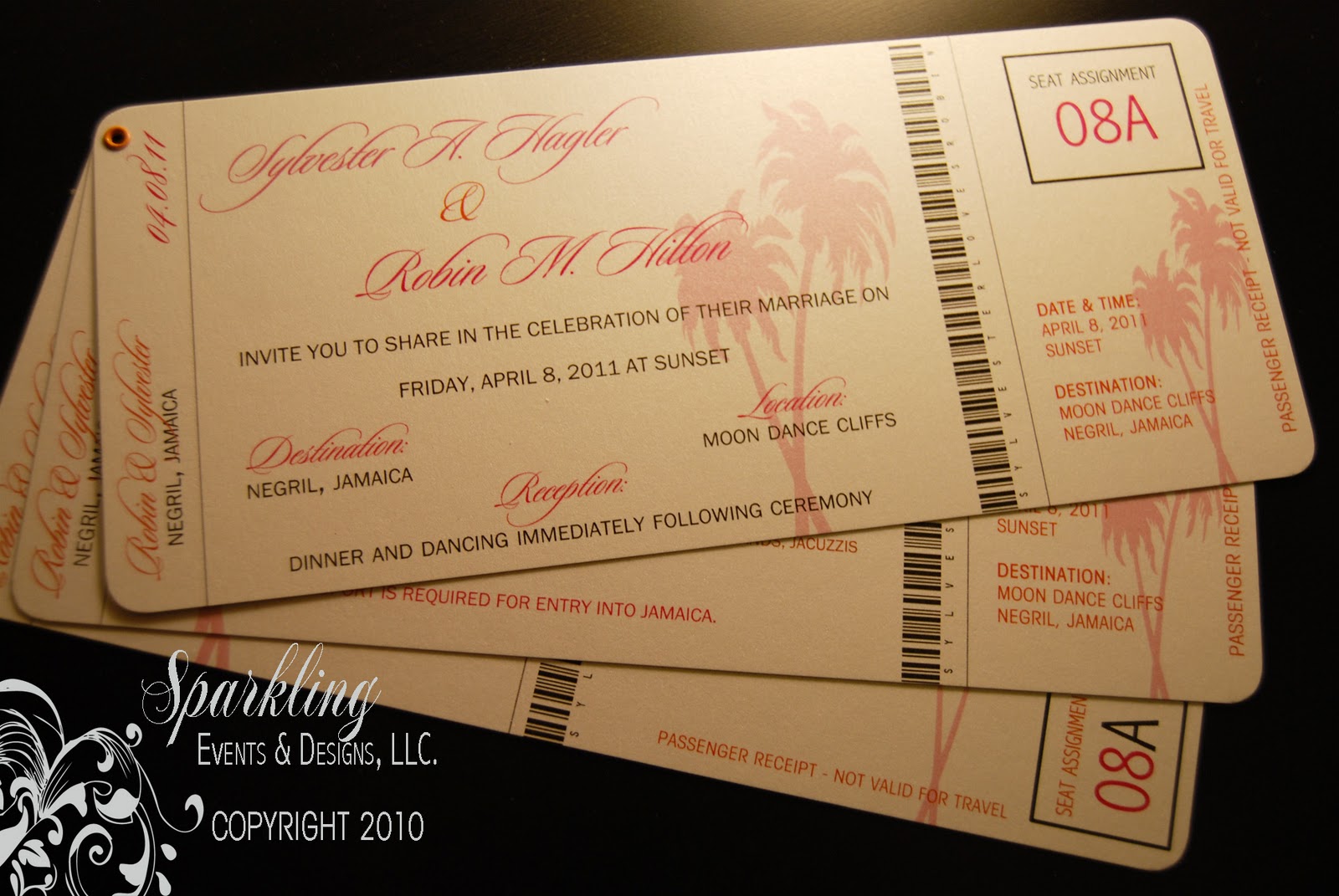 boarding pass wedding invitations - Sparkling Events & Designs
