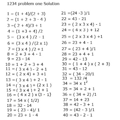 Four Fours Worksheet Answers