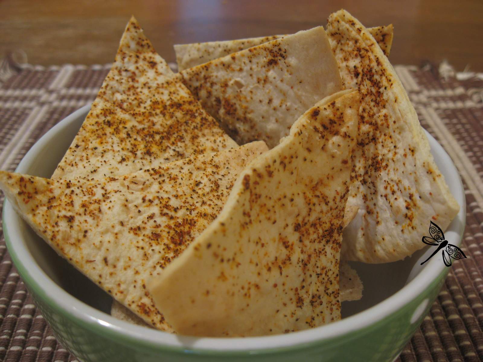 Libellule et ses spatules Chip de pita ( et de tortillas )