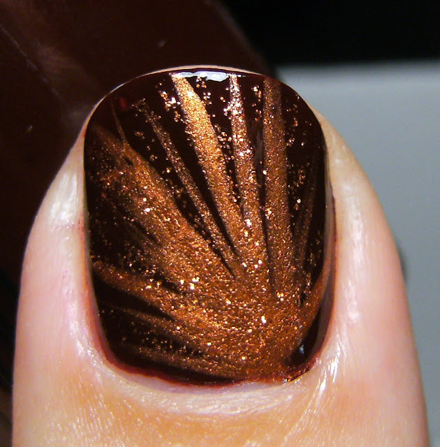 Deez Nailz Sinful Colors 'Maghony' with StripRite copper nail stripers