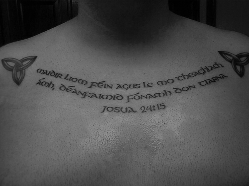 Gaelic to English As for me and my house we will serve the Lord