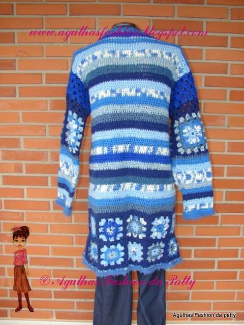 Crochet الكروشية و جاكيت كروشية طويل مع البترون.التلوين بالكروشية.جاكتات كروشية للصبا