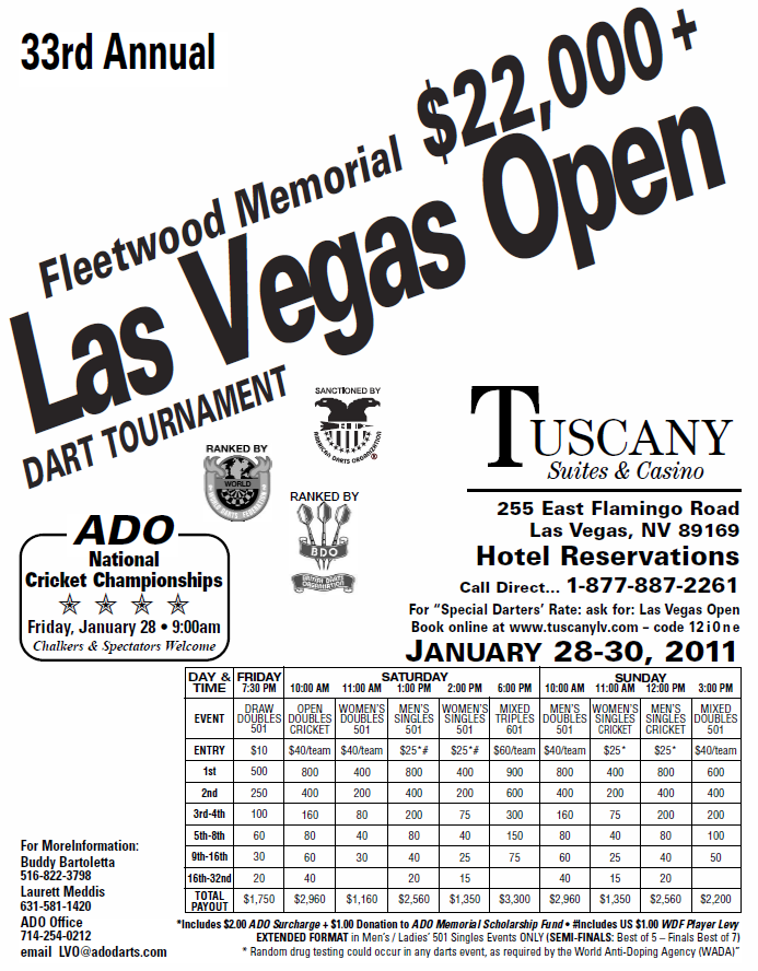 Let's Talk Darts Rleetwood Memorial 22,000+ 33rd Las Vegas Open steeltip Dart Tournament Let's Talk Darts Rleetwood Memorial 22,000+ 33rd Las Vegas Open steeltip Dart Tournament