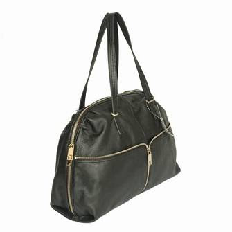 Giuseppe Zanotti Black and Leather Zip Front Shoulder Bag