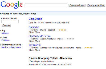 Cines de Necochea en Google