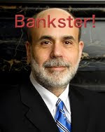 photo of Bernanke with bankster over it