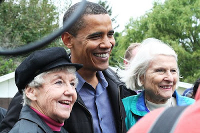 Obama with two elder women supporters