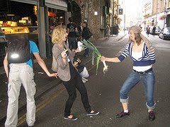 people play acting the pickpockets diversion