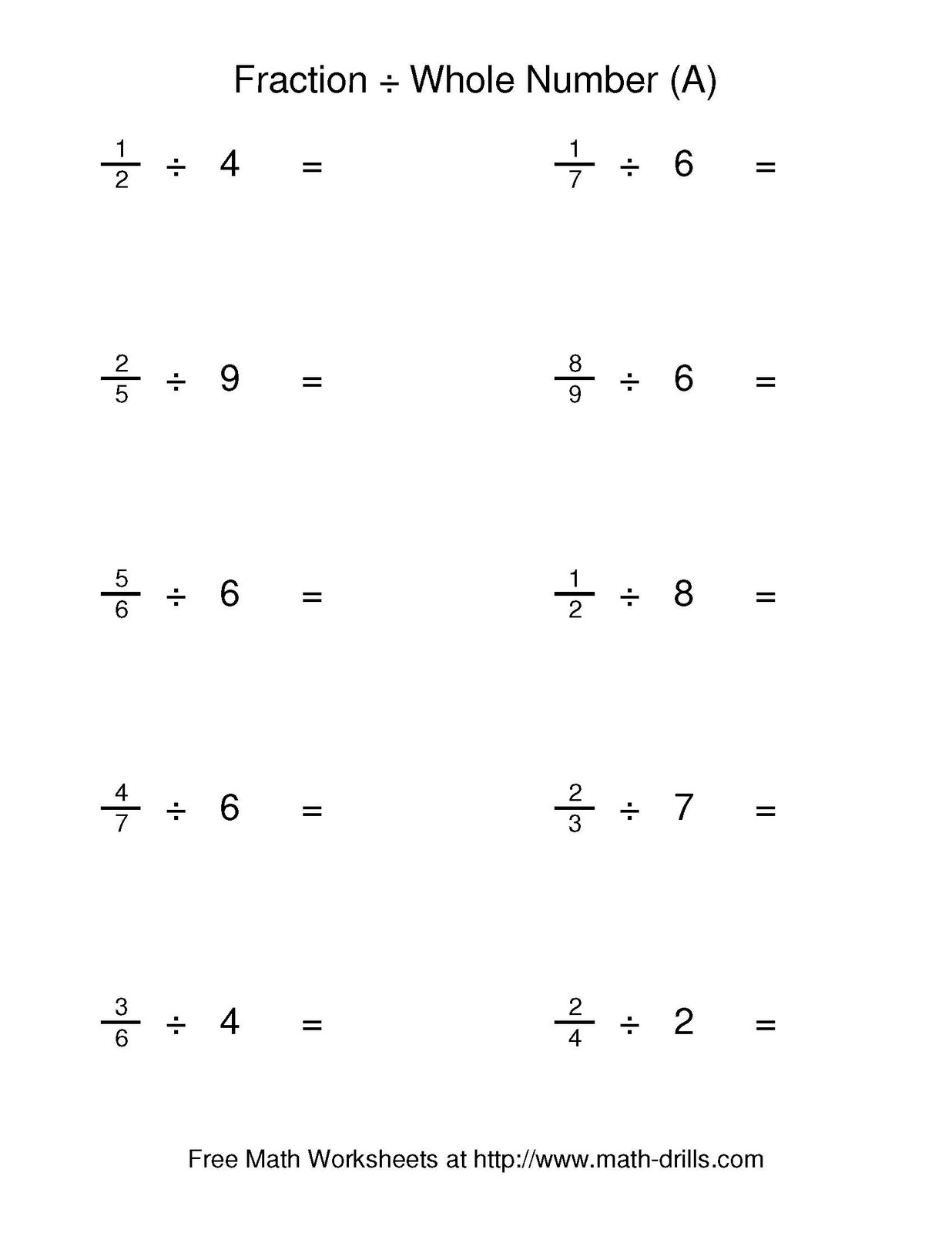 Dividing Fractions With Mixed Numbers Worksheet