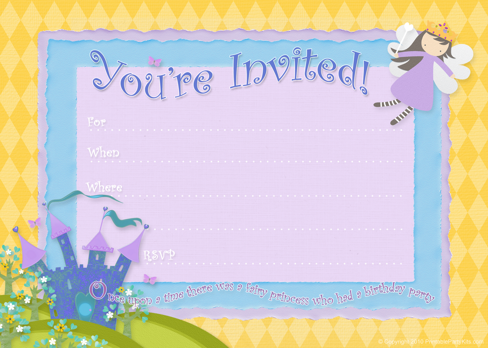 Free Printable Party Invitations Fairy Princess Birthday Party 