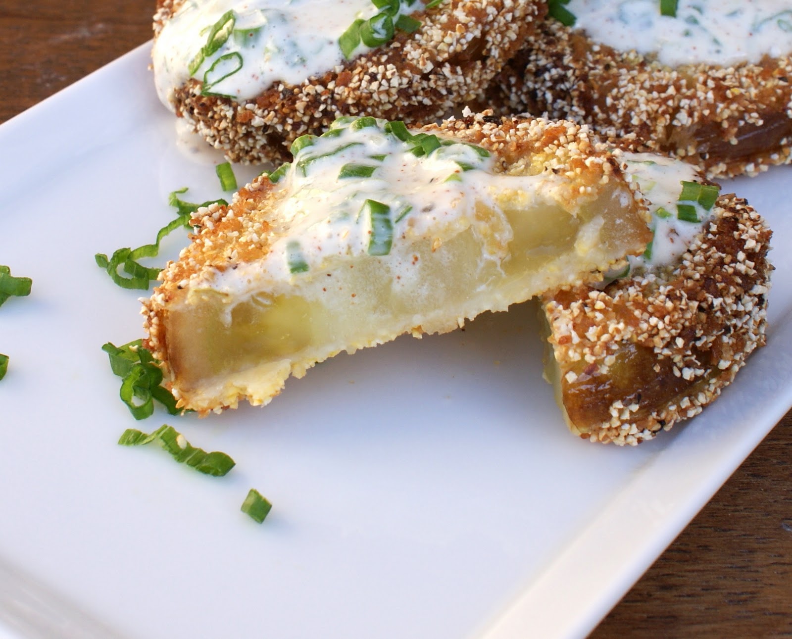 Authentic Suburban Gourmet Fried Green Tomatoes with Spicy Buttermilk
