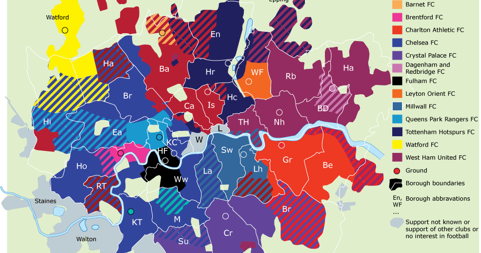 Londoner Fußballclubs Karte