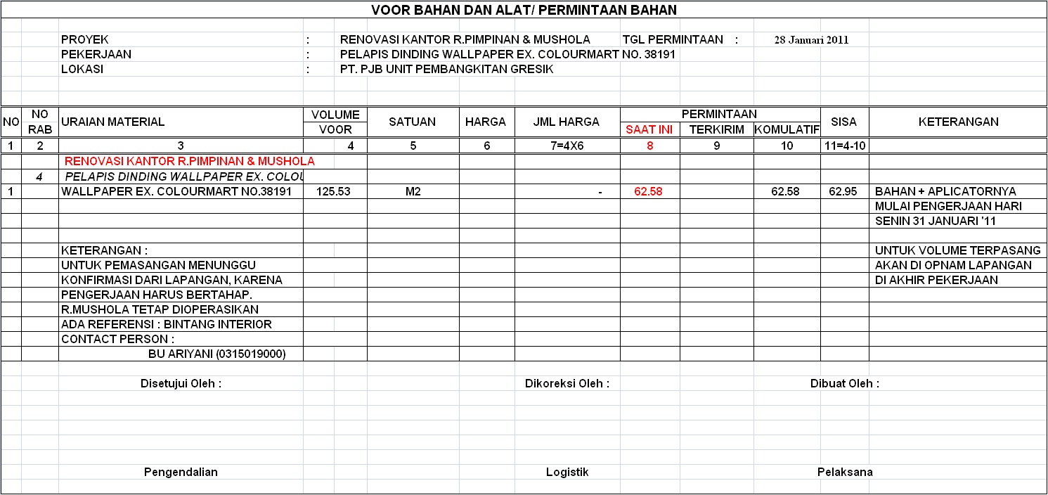 SAMUJI: PERMINTAAN BAHAN / ALAT