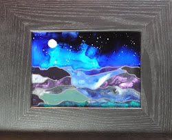 glass moon painting framed silver night stained skies scene colorado mountains rocky clouds karla nolan paint sky marketplace daily constellations