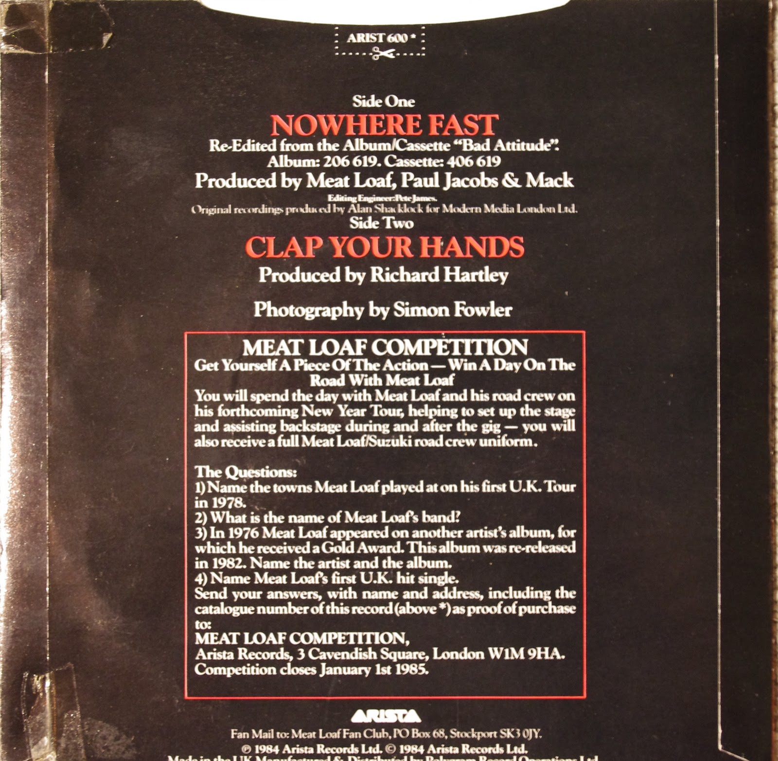 Meat Loaf Vinyl, Singles 7"/12" and other stuff Meat Loaf