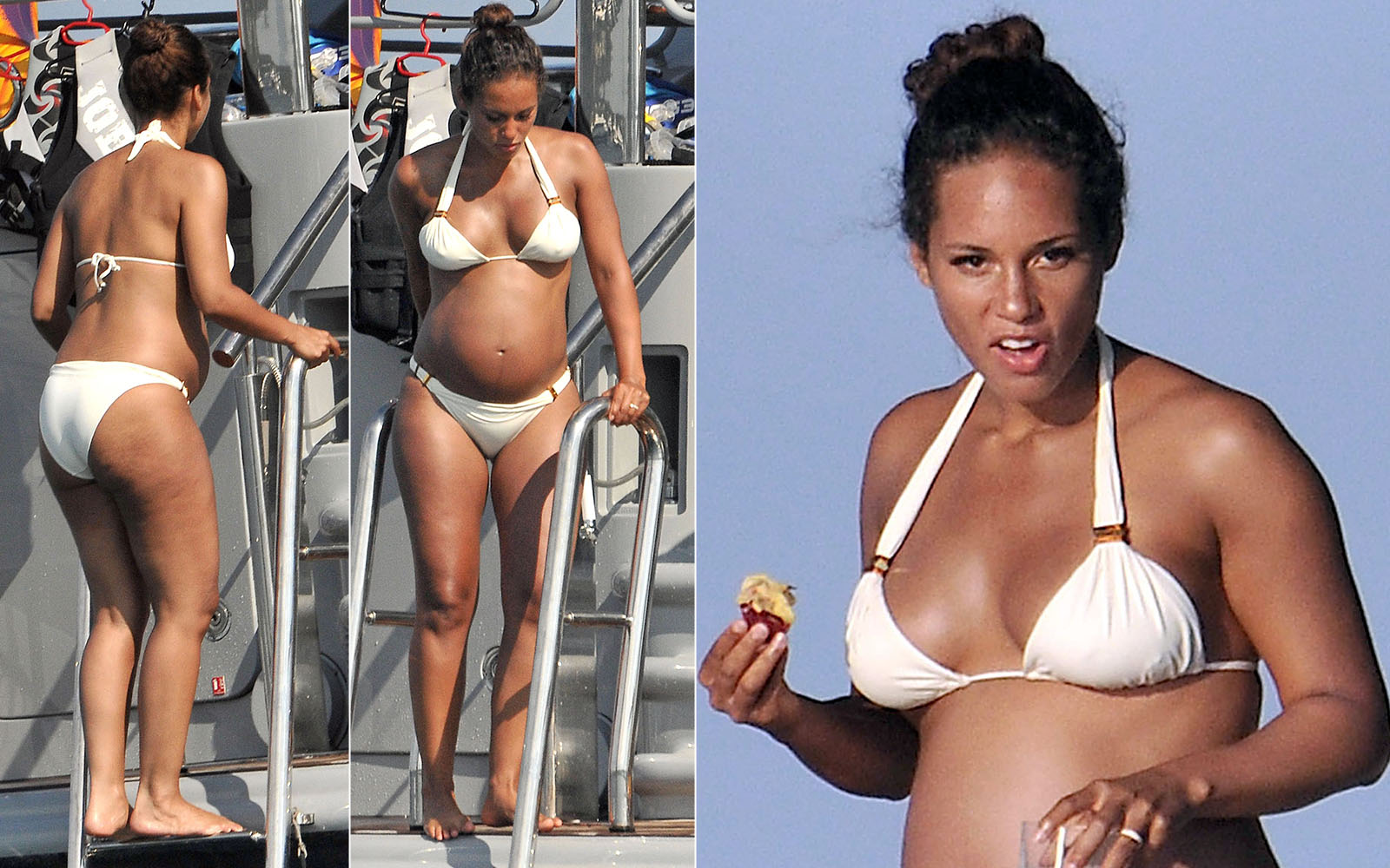 eyeprime - high def celebs: Alicia Keys bares her Baby Bump in her Bikini.