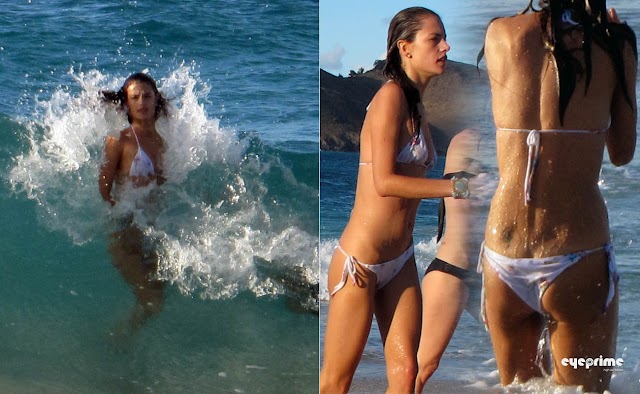 Alessandra Ambrosio beautiful Bikini Body on the Beach in St. Barths, Dec 31