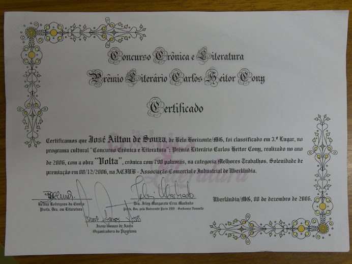 Certificado Premiação
