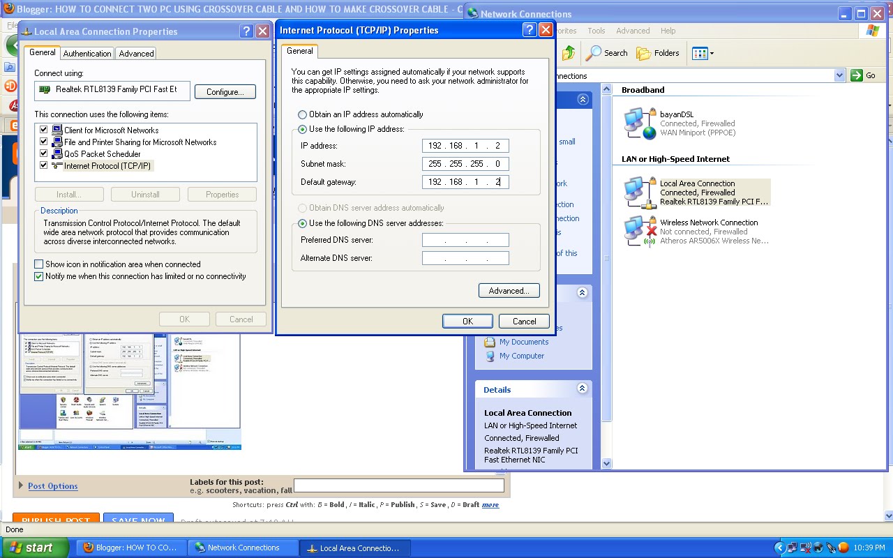HOW TO CONNECT TWO PC USING CROSSOVER CABLE AND HOW TO MAKE CROSSOVER