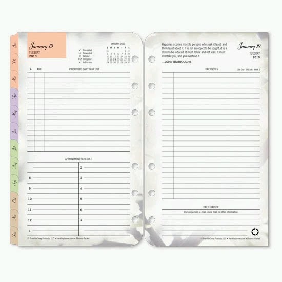 Franklin covey 35433 pocket blooms ring bound daily planner refill